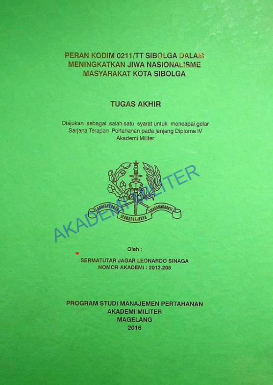 PERAN KODIM 0211/TT SIBOLGA DALAM MENINGKATKAN JIWA NASIONALISME MASYARAKAT KOTA SIBOLGA